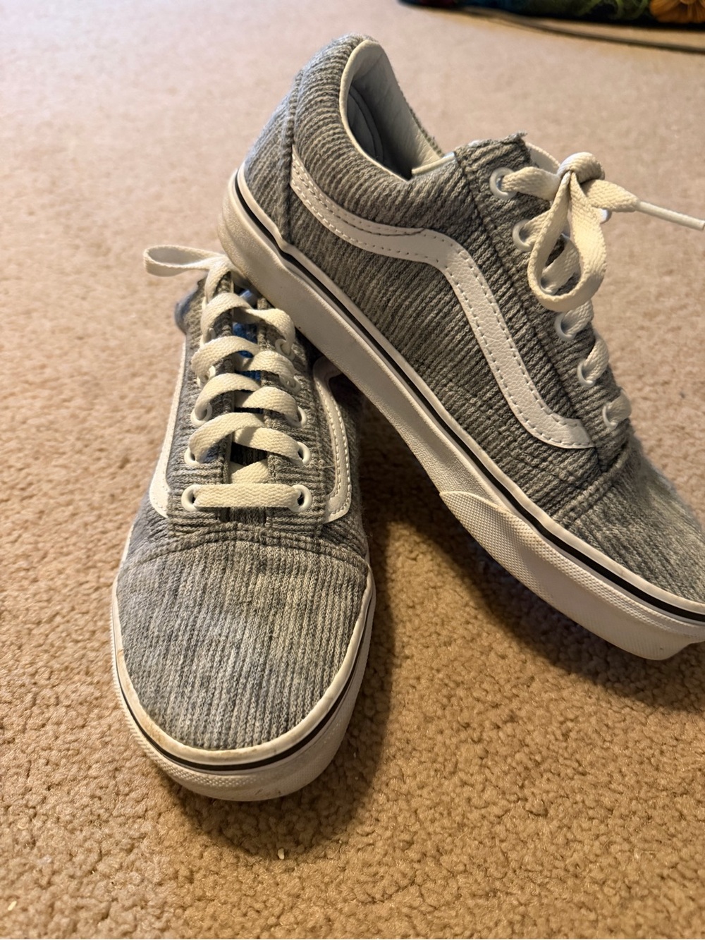 Vans Gray Corduroy Low-Top Sneakers with White Stripe